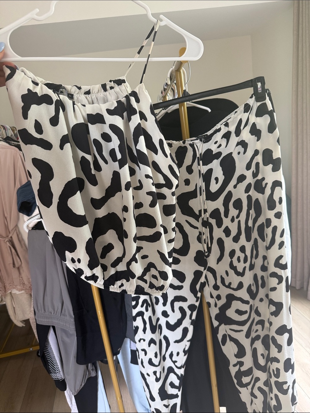 Zara Black and White Animal Print two piece set